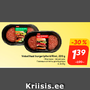 Allahindlus - Veiselihast burgeripihvid Rimi, 220 g