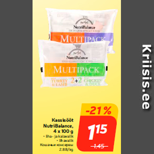 Allahindlus - Kassisööt NutriBalance, 4 x 100 g