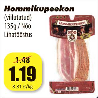 Allahindlus - Hommikupeekon (viilutatud) 135g / Nõo Lihatööstus