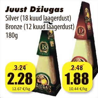 Allahindlus - Juust Diugas Silver (18 kuud laagerdust) Bronze (12 kuud laagerdust) 180g