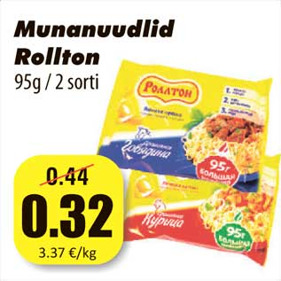 Allahindlus - Munanuudlid Rollton 95g / 2 sorti