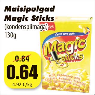 Allahindlus - Maisipulgad Magic Sticks (kondenspiimaga) 130g