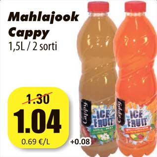 Allahindlus - Mahlajook Cappy 1,5L / 2 sorti