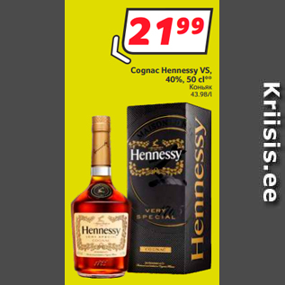 Allahindlus - Cognac Hennessy VS, 40%, 50 cl**