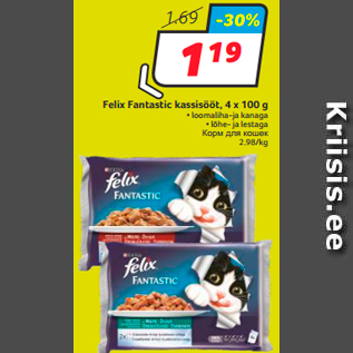 Allahindlus - Felix Fantastic kassisööt, 4 x 100 g