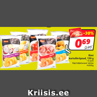 Allahindlus - Rimi kartulikrõpsud, 150 g • 5 sort