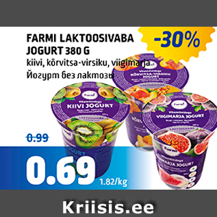 Allahindlus - FARMI LAKTOOS8IVABA JOGURT 380 G