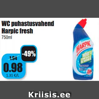 Allahindlus - WC puhastusvahend Harpic fresh 750ml