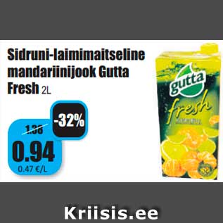 Allahindlus - Sidruni-laimimaitseline mandariinijook Gutta Fresh 2L