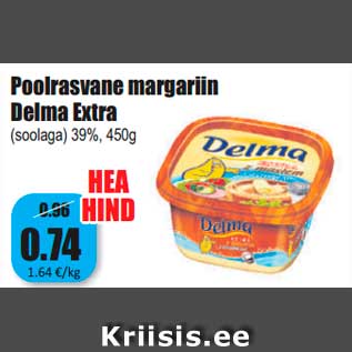 Allahindlus - Poolrasvane margariin Delma Extra