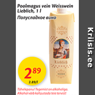 Allahindlus - Poolmagus vein Weisswein Lieblich, 1 l