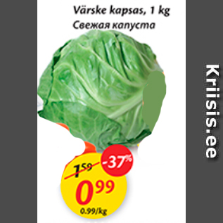 Allahindlus - Värske kapsas, 1 kg