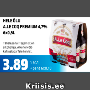 Allahindlus - HELE ÕLU A.LE COQ PREMIUM