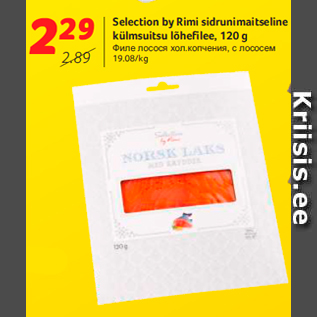 Allahindlus - Selection by Rimi sidrunimaitseline külmsuitsu lõhefilee, 120 g