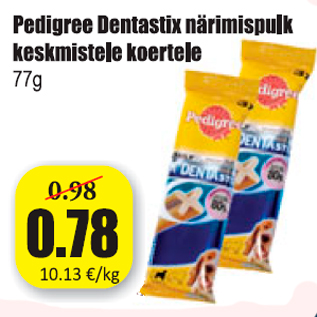 Allahindlus - Pedigree Dentastix närimispulk keskmistele koertele 77 g