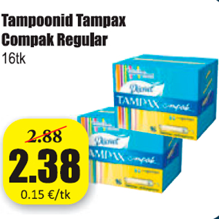 Allahindlus - Tampoonid tampax Compak Regular 16 tk