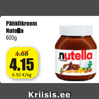 Allahindlus - Pähklikreem Nutella 600 g