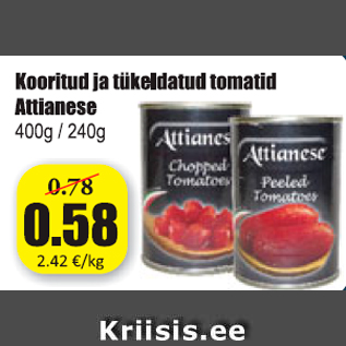 Allahindlus - Kooritud ja tükeldatud tomatid Attianese