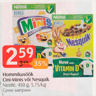 Allahindlus - Hommikusöök Cini-Minis või Nesquik