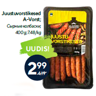 Allahindlus - Juustuvorstikesed A-Vorst; 400 g