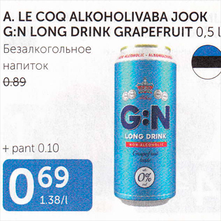 Allahindlus - A.LE COQ ALKOHOLIVABA JOOK G:N LONG DRINK GRAPEFRUIT 0,5 L