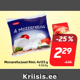 Allahindlus - Mozzarella juust Rimi, 4x125 g