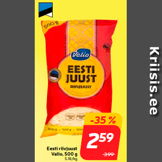 Allahindlus - Eesti riivjuust Valio, 500 g