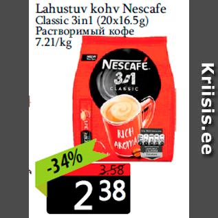 Allahindlus - Lahustuv kohv Nescafe Classic 3in1