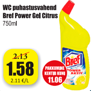 Allahindlus - WC puhastusvahend Bref Power Gel Citrus 750 ml