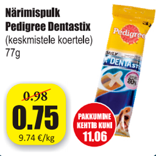 Allahindlus - Närimispulk Pedigree Dentastix