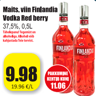 Allahindlus - Maits. viin Finlandia Vodka Red berry