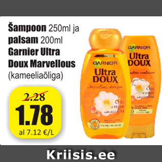 Allahindlus - Šampoon 250 ml ja palsam 200 ml Garnier Ultra Doux Marvellous