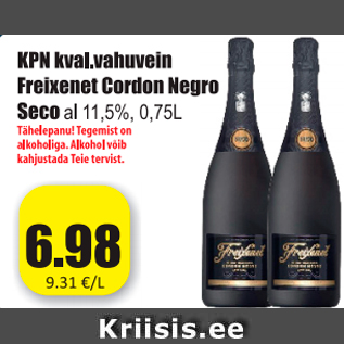 Allahindlus - KPN kval. vahuvein Freixenet Cordon Negro Seco