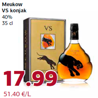 Allahindlus - Meukow VS konjak 40% 35 cl