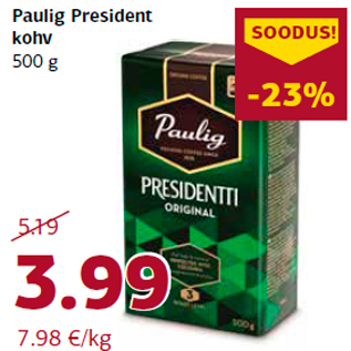 Allahindlus - Paulig President kohv 500 g