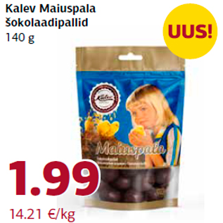 Allahindlus - Kalev Maiuspala šokolaadipallid 140 g