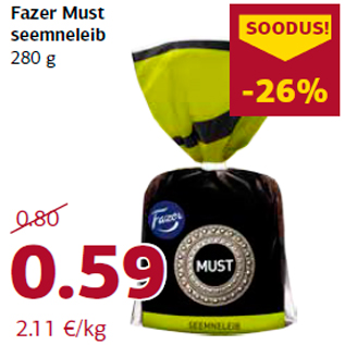 Allahindlus - Fazer Must seemneleib 280 g