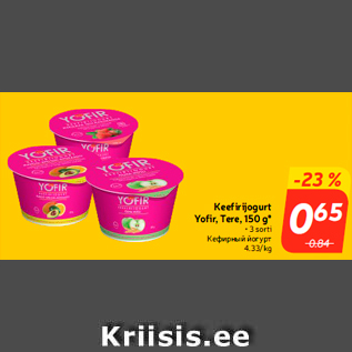 Allahindlus - Keefirijogurt Yofir, Tere, 150 g*