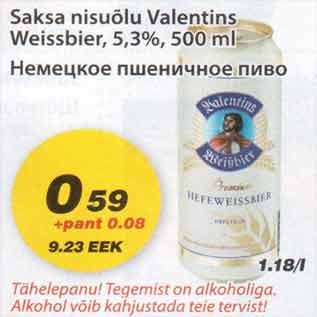 Allahindlus - Saksa nisuõlu Valentins Weissbier