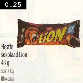 Allahindlus - Nestle šokolaad Lion