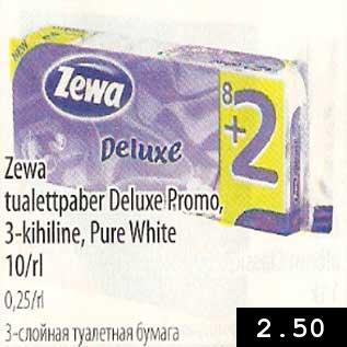 Allahindlus - Zewa tualettpaber Deluxe Promo,3-kihiline,Pure White