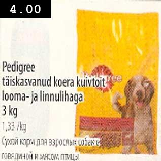 Allahindlus - Pedigree täiskasvanud koera kuivtoit looma-ja linnulihaga