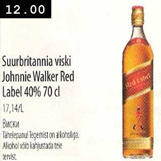 Allahindlus - Suurbritannia viski Johnnie Walker Red Label