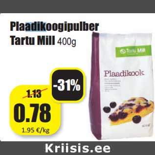 Allahindlus - Plaadikoogipulber Tartu Mill