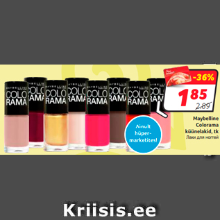 Allahindlus - Maybelline Colorama küünelakid, tk