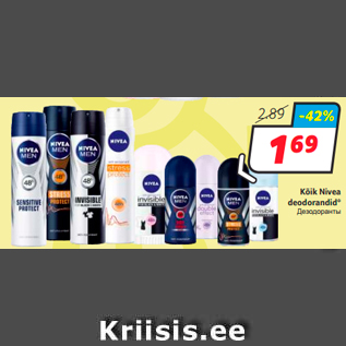 Allahindlus - Kõik Nivea deodorandid*