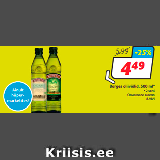 Allahindlus - Borges oliiviõlid, 500 ml*