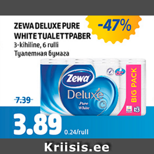 Allahindlus - ZEWA DELUXE PURE WHITE TUALETTPABER