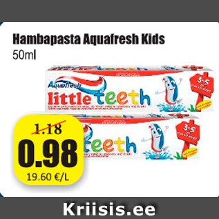 Allahindlus - Hambapasta Aquafresh Kids 50 ml