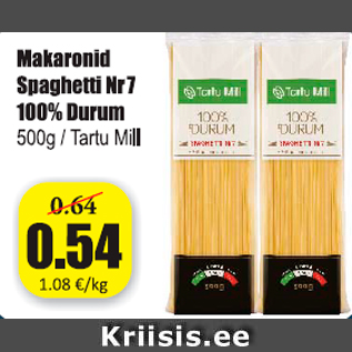 Allahindlus - Makaronid Spaghetti Nr7 100% Durum